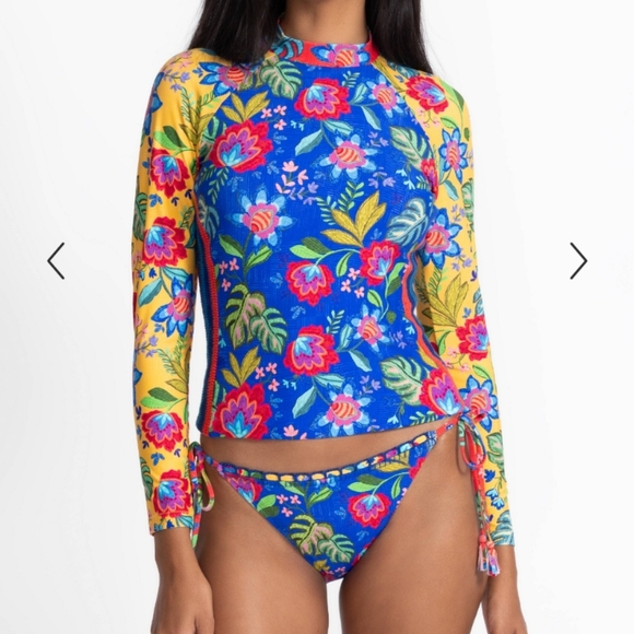 Johnny Was Other - Johnny Was Floral Swim Set - Rashguard + Bikini